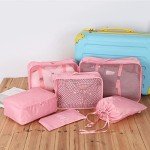 Pink Packing Cubes Set - 6 Piece Luggage Organizers