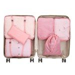 Pink Packing Cubes Set - 6 Piece Luggage Organizers