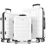 Expandable White 3-Piece Luggage Set with Wheels