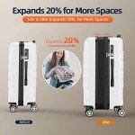 Expandable White 3-Piece Luggage Set with Wheels