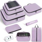 Purple Packing Cubes Set for Travel - 8 Sizes