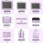 Purple Packing Cubes Set for Travel - 8 Sizes