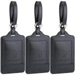 Premium PU Leather Luggage Tags - 3 Pack
