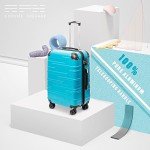 Coolife Expandable 3-Piece Luggage Set - Lake Blue