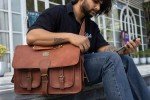 Durable Leather Messenger Bag for Men - 18 Inch