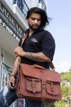 Durable Leather Messenger Bag for Men - 18 Inch