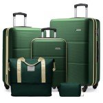 5-Piece Olive Green Expandable Luggage Set