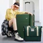 5-Piece Olive Green Expandable Luggage Set