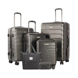 Dark Grey Expandable 4-Piece Luggage Set