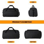 Large 55L Black Sports Gym Duffle Bag