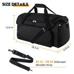 Large 55L Black Sports Gym Duffle Bag