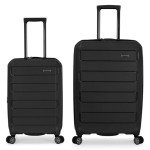 Durable Black 2-Piece Expandable Spinner Luggage Set