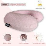 Pink Memory Foam Travel Neck Pillow for Comfort
