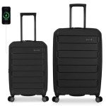 Durable Black 2-Piece Expandable Spinner Luggage Set