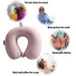 Pink Memory Foam Travel Neck Pillow for Comfort