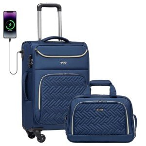 Coolife 20-Inch Lightweight Blue Carry-On Suitcase