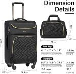 Coolife 20-Inch Lightweight Blue Carry-On Suitcase