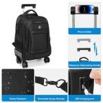 360° Rotating Water-Resistant Rolling Backpack for Travel