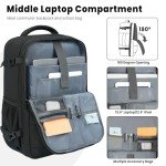 BAGAIL Black Travel Laptop Backpack with USB Port