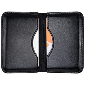 Wisdompro Slim PU Leather Business Card Holder - Black