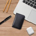 Wisdompro Slim PU Leather Business Card Holder - Black