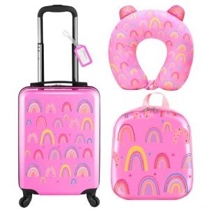 Sanwuta Kids 4-Piece Luggage Set - Rainbow Pink