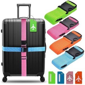 TSA Approved Adjustable Luggage Straps with Tags