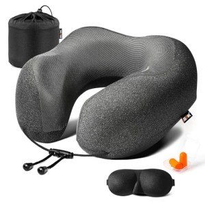MLVOC Memory Foam Travel Pillow & Eye Mask Set