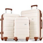 Merax 3-Piece ABS Hardside Luggage Set, White