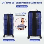 3-Piece Blue Luggage Set with Spinner Wheels