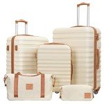 Coolife 3-Piece Hardside Luggage Set - White