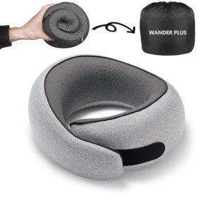 WANDER PLUSĀ® Memory Foam Travel Neck Pillow - Grey