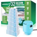 32 Pack Vacuum Storage Bags with Electric Pump