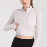 ROWAI Women's White Half Zip Athletic Pullover