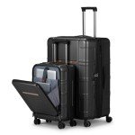2-Piece Black Hard Shell Luggage Set with Pockets