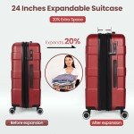 TILYMOL Red Expandable 2-Piece Luggage Set