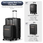 2-Piece Black Hard Shell Luggage Set with Pockets