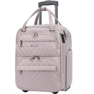KROSER Lightweight 16-inch Underseat Suitcase in Dusty Pink