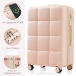 Merax Pink Hardshell Luggage Set with USB Port