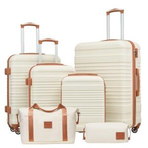Coolife 3-Piece Hardside Luggage Set - White