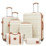 Coolife 3-Piece Hardside Luggage Set - White