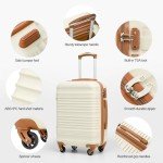 Coolife 3-Piece Hardside Luggage Set - White