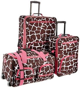 Rockland Vara Pink Giraffe 3-Piece Luggage Set