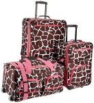 Rockland Vara Pink Giraffe 3-Piece Luggage Set