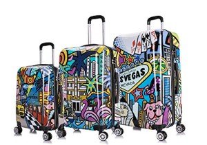 InUSA Cities Print 3-Piece Spinner Luggage Set