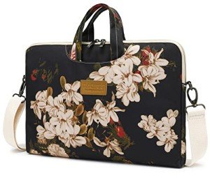DACHEE Waterproof Black Peony Laptop Messenger Bag