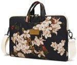 DACHEE Waterproof Black Peony Laptop Messenger Bag