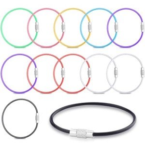 12 Pack Flexible Keychain Luggage Tag Rings