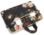 DACHEE Waterproof Black Peony Laptop Messenger Bag