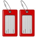 Durable Luggage Tags - Easy ID (2 Pack, Red)
